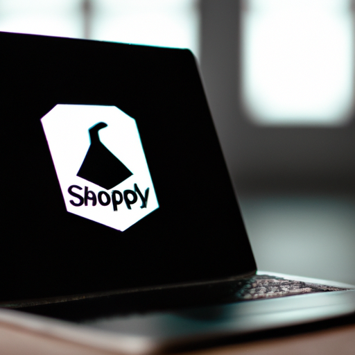 תמונה של מחשב נייד עם הלוגו של Shopify על המסך